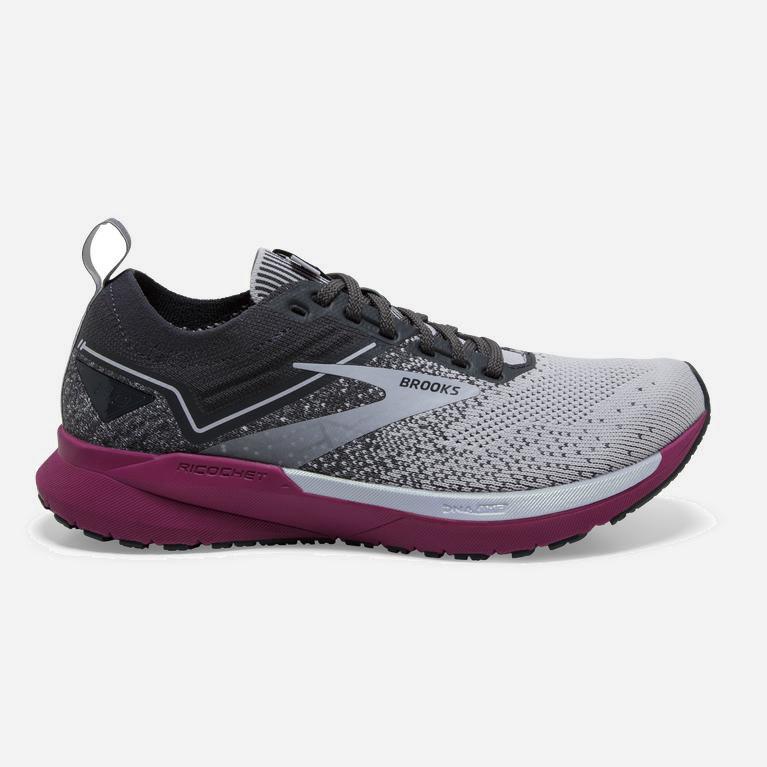 Ténis Brooks Ricochet 3 Lightweight Sapatilhas De Corrida Para Estrada Mulher Cinzentas/Lavanda Roxo